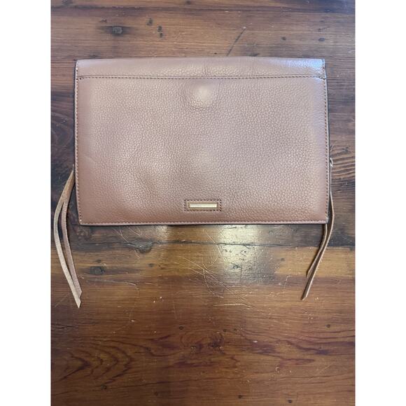 Rebecca Minkoff Womens Light Brown Envelope Flap Clutch Bag Tassels 7x11 in - Picture 4 of 9